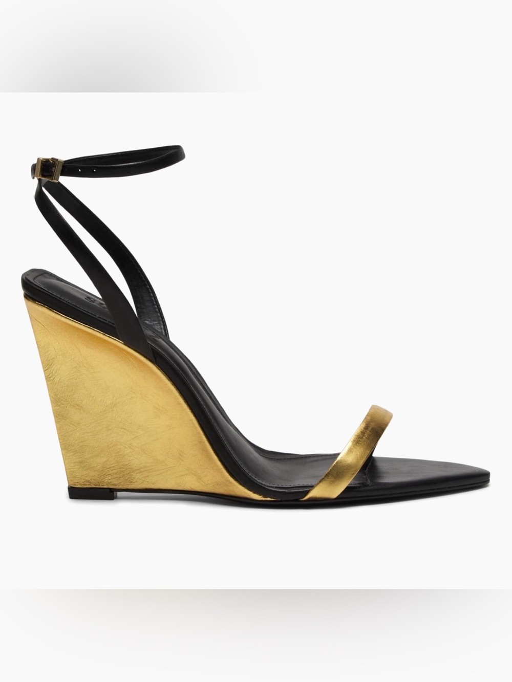 Schutz Melanie 100mm gold leather wedge sandals Size 8.5 US 4 inches